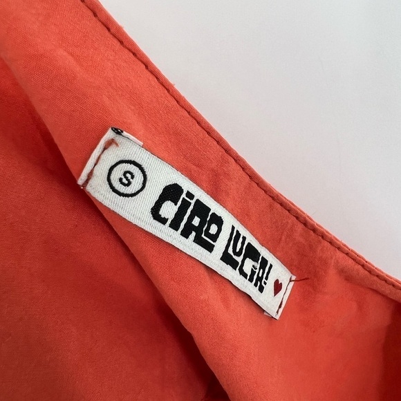 Ciao Lucia Talita Silk Blend Button Front Long Sleeve Top In Orange - Picture 6 of 7